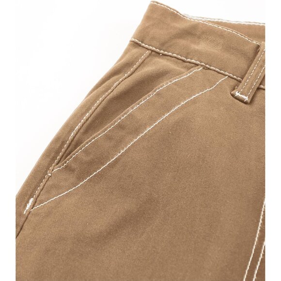 Women's Cargo Jeans Khaki Size 8 Wide Leg Casual Loose Denim Pants - Picture 7 of 9